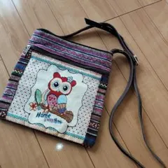 【極美品】フクロウ刺繍 ショルダーバッグ エスニック