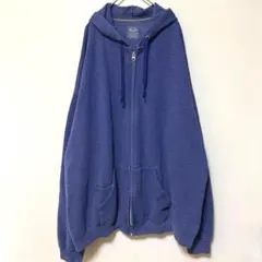 フルーツオブザルーム 無地 ジップパーカー 3XL 青 Y2K ストリート 古着