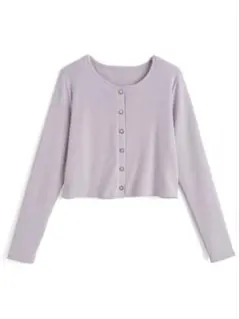 ラベンダー タグ付き クロップド長袖 カーディガン