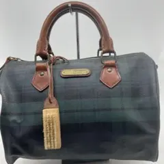 ポロラルフローレン　ミニハンドバッグ ブラックウォッチ柄　チェック　ブラシ付