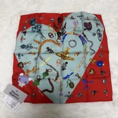 新品ヴィヴィアンウエストウッド　シルク　スカーフ　オーブ　くま　チェーン　ハート