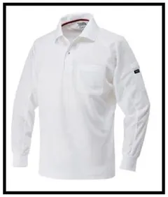 寅壱 赤耳 　5959-614 　ポロシャツ 　長袖 　5L　 白　作業服のサムネイル