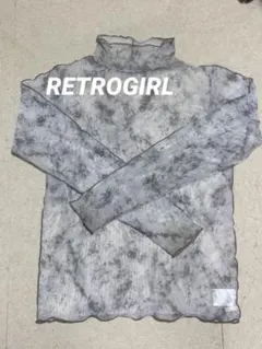 RETRO GIRL シアーハイネックトップス マーブル柄 F