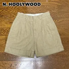 N. HOOLYWOOD 2タックリネンショーツ ベージュ 無地のサムネイル