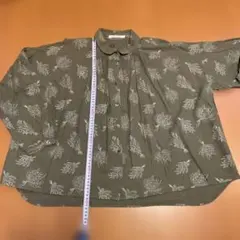 SUN VALLEY 花柄 長袖シャツ オリーブグリーンのサムネイル