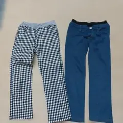110cm チェック柄 ストレートパンツ　2枚セット