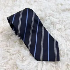 POSSIBILITY ネクタイ ネイビーとブルーのストライプ