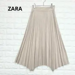 ザラ プリーツロングスカート Aライン スウェード調 ランダム裾☆P1101