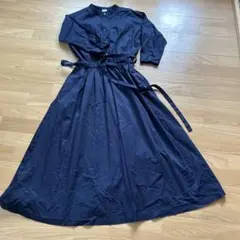 美品 アーバンリサーチドアーズ バンドカラー ウエストギャザー ロングワンピース