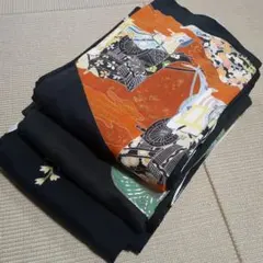 ゆ*ん様 3452 黒留袖着物まとめ売り3着！リメイク•お稽古用など☆