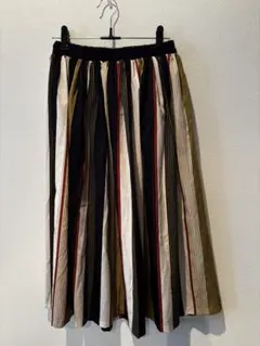 ストライプ プリーツスカート ゴムウエスト