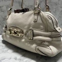 レア✨グッチ ホースビット バンブー トートバッグ レザー ホワイト 肩掛け