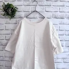 【美品】GU★ヘビーウェイトオーバーサイズT（S）アイボリー 半袖 ラウンドヘム
