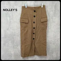 # NOLLEY'S ノーリーズ　チェック柄 フロントボタン タイトスカート