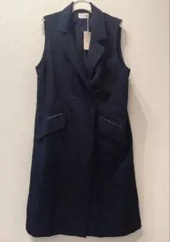 【タグ付き未使用品】anatelier 大人の上品ロングジレ　ネイビー L