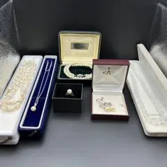 アクセサリー　真珠　パール　ネックレス　イヤリング　リング　セット　レディース