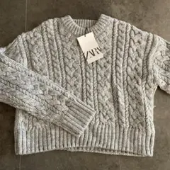 新品　ZARA　ニット　セーター　グレー　ケーブル編み　キッズ　150cm