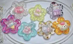 カラフル花型 おはじきシール レジンステッカー7個セット