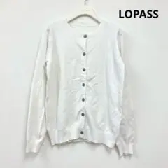 ロパス LOPASS ニットカーディガン ホワイト クルーネック