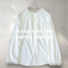 ユナイテッドアローズ バンドカラー パイピング ブラウス ホワイト F とろみ