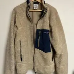 Patagonia フリースジャケット XS ベージュ/ネイビー