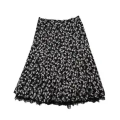 INGEBORG インゲボルグ フレアスカート リボン柄 チュールレース