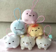 ★新品★ すみっコぐらし うつぶせゴムひも付き マスコット 6点