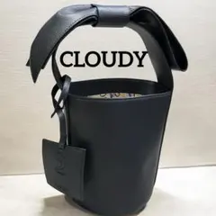 クラウディ CLOUDYエコレザー バケツバッグ リボンハンドル ブラック 