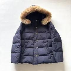 美品✨✨ポンポネット　ネイビー　ダウンコートジャケット　ファー付き　フード　M