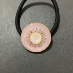 ★ヘアゴム　ビジュー×ホワイト×ピンク