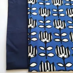 北欧　青　花柄　綿　生地　はぎれ