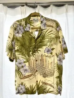 40s 50s レーヨン　ハワイアンシャツ　ヴィンテージ　ダイアモンドヘッド ビンテージ40's50's○レーヨン花柄ループカラーハワイアンシャツ