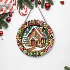 クリスマス オーナメント 看板 リース 木製 北欧 冬 インテリア お菓子の家