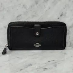 美品 COACH コーチ ラウンドファスナー 長財布 ブラック 黒 シンプル