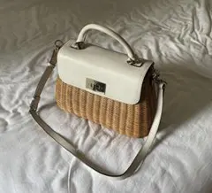 【カゴバッグ】katespadeNY ケイトスペード ハンドバッグ白×バスケットのサムネイル