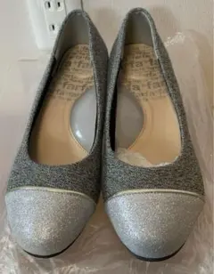 パンプス　25cm 幅広　ワイド　シルバー　目立った汚れなし　ヒール