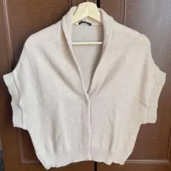シップス　ニットカーディガン ベージュ　綿×麻　コットンリネン