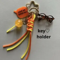 【No.557】じゃらじゃら　キーホルダー　バックチャーム　オレンジ×黄色