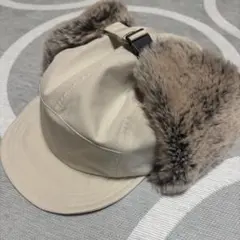 GU フライトキャップ ナチュラル　ユニセックス　 ファー付き