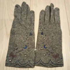 ANNA SUIアナスイ☆星と蝶の刺繍入りウール手袋新品☆グレー