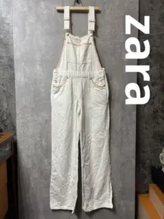 完売　ZARA ザラ オーバーオール サロペット ホワイト オレンジステッチ S