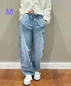 GAP ドローストリング デニムパンツ ライトブルーのサムネイル