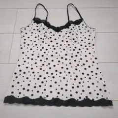 UNIQLO ドット柄 キャミソール ブラックレース S