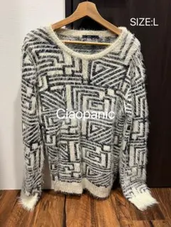 美品Ciaopanic 幾何学模様 フワフワニットセーター Lサイズのサムネイル