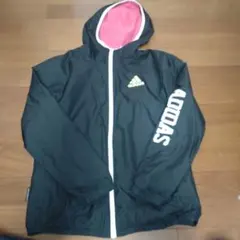 adidas フード付きジャケット 黒/ピンク
