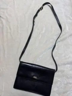 BALLY ブラック キャンバス レザー ショルダーバッグ - メルカリ