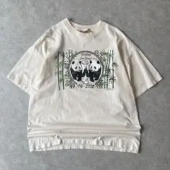 00s パンダ アニマルTシャツ ヴィンテージ 古着 動物 アイボリー ベージュ