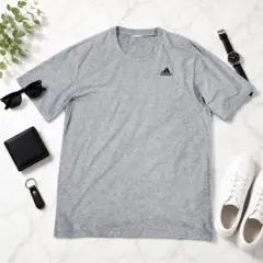adidas CLIMALITE 半袖Tシャツ ロゴプリント グレー XL