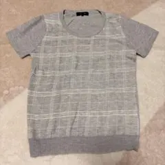 【TAKAQ】 タカキュー チェック柄 半袖Tシャツ Lサイズ グレーのサムネイル