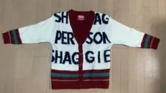 「SHAGGIE ロゴ 総柄 ニットカーディガン フリーサイズ」